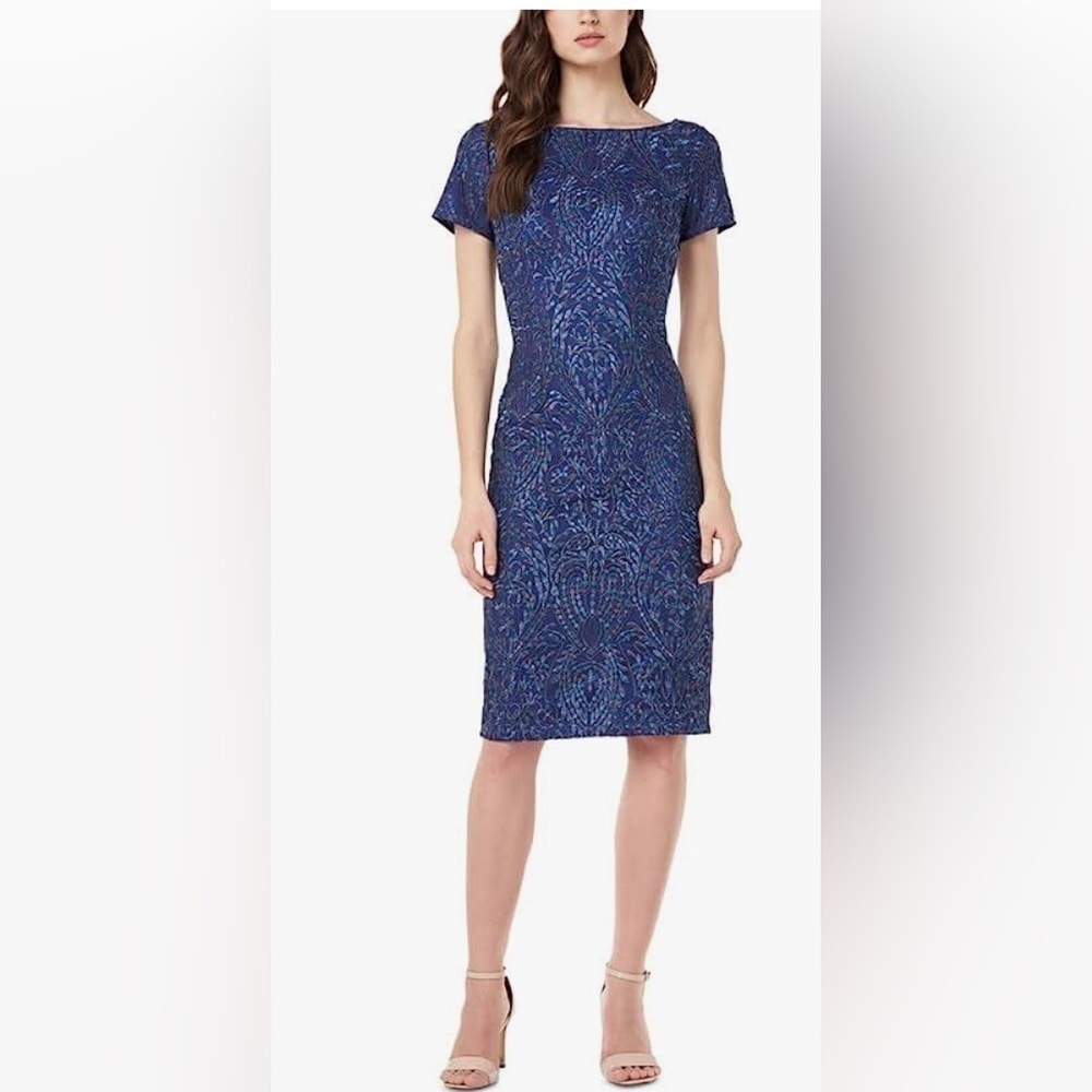NWT JS Collections Embroidered V-Back Cocktail and Party Dress Size 8
